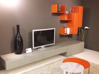 Parete soggiorno Casablanca ecomalta e laccato arancio