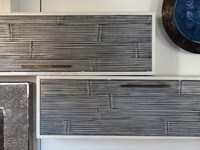 parete soggiorno etnico in legno e crash bambu grigio e white in offerta