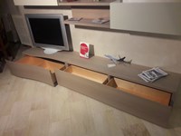 composizione porta TV napol con cassettoni in legno multistrato finitura olmo perla