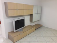 parete porta tv in rovere sbiancato cm 320