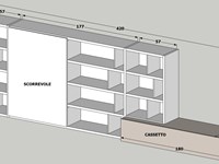 Composizione A - Soggiorno Spazioteca - Prospettiva con quote