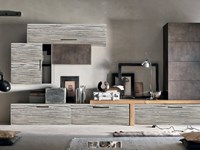 soggiorno moderno etnico in legno e crash bambu in offerta outlet