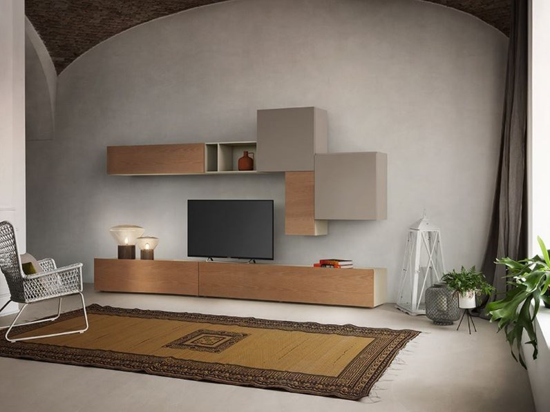 Soggiorno Napol in legno e laccato. Offerta sconto 30%
