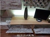 parete soggiorno moderno lineare vintage e seta bronzo con top essenza olmo nature