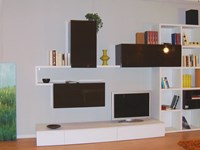 Scontatissimo Soggiorno Santa Lucia laminato materico bianco e laccato lucido