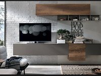 Soggiorno Tomasella appeso con ante effetto legno nodato