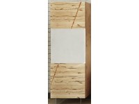 Credenza vetrina 1 anta in legno massello rovere e vetro bianco