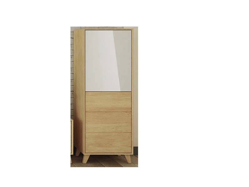 Vetrinetta a 2 ante in legno massello rovere e vetro bianco Vetrinetta a 2 ante in legno massello rovere e vetro bianco