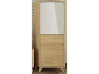 Vetrinetta a 2 ante in legno massello rovere e vetro bianco