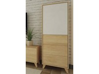 Vetrinetta a 2 ante in legno massello rovere e vetro bianco