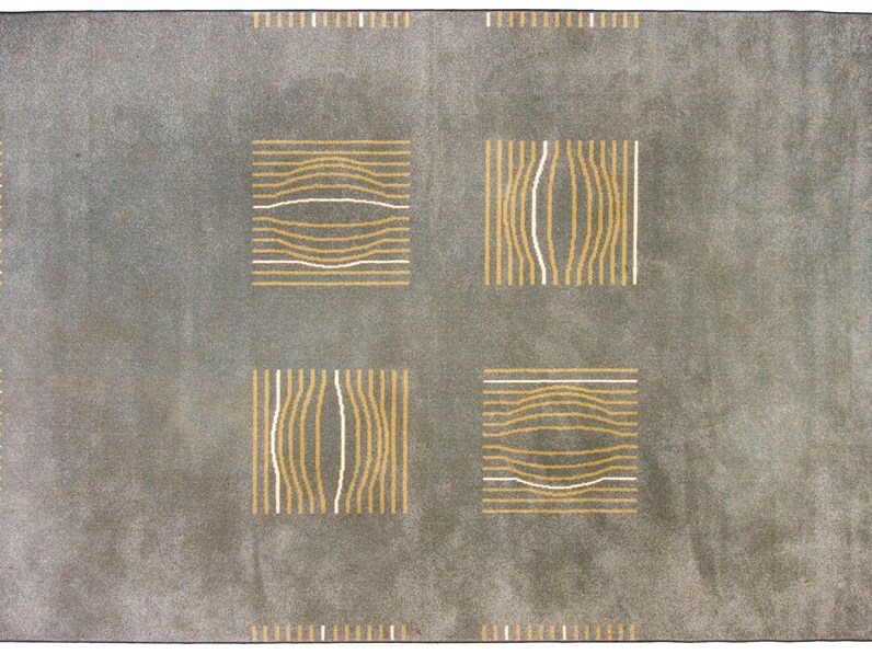 Tappeto In Polipropilene Gcm Modello Open Colore Grigio Con Greometrie Ocra 190x290cm