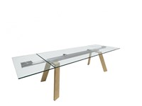 MIDJ Tavolo Toronto Allungabile Cristallo con Struttura Rovere Naturale