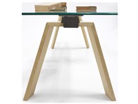 MIDJ Tavolo Toronto Allungabile Cristallo con Struttura Rovere Naturale