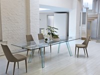 MIDJ Tavolo Toronto Allungabile Cristallo con Struttura Cristallo, Poltroncina Midj Sharon