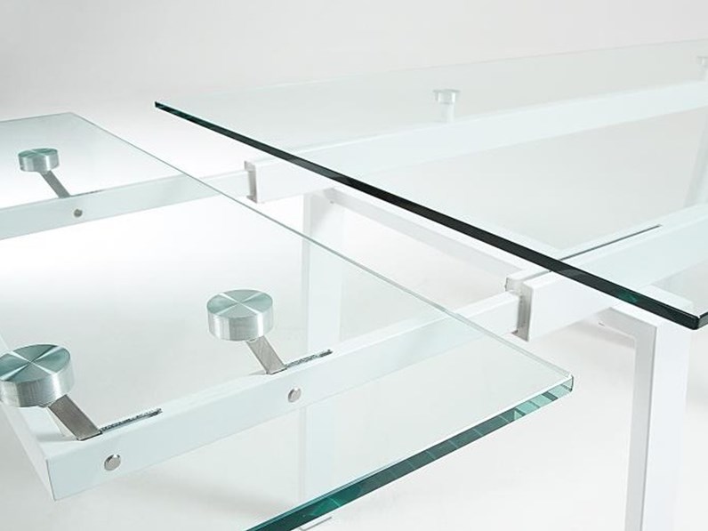 Tavolo Allungabile Bianco In Vetro Trasparente In Offerta Outlet