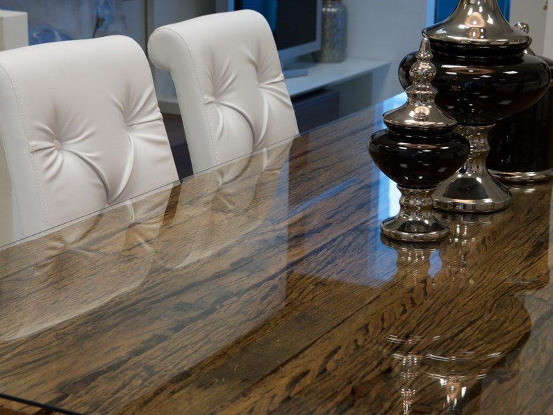 Tavolo Legno Massello Grezzo Con Struttura In Metallo Cromato