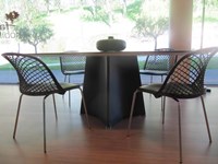 tavolo matteograssi mod. tent cuoio e vetro