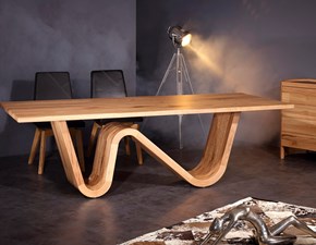 Tavolo rettangolare in legno Wave Artigianale in Offerta Outlet