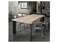 tavolo tempor790 con piano massello e bordo naturale